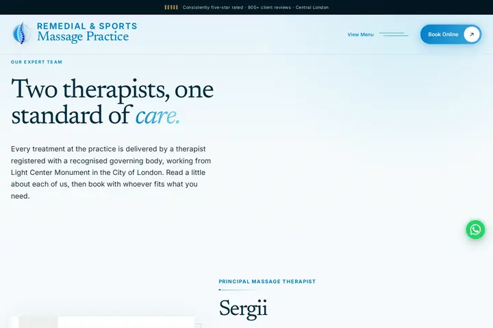 Practitioner profiles on the Remedial & Sports Massage Practice website